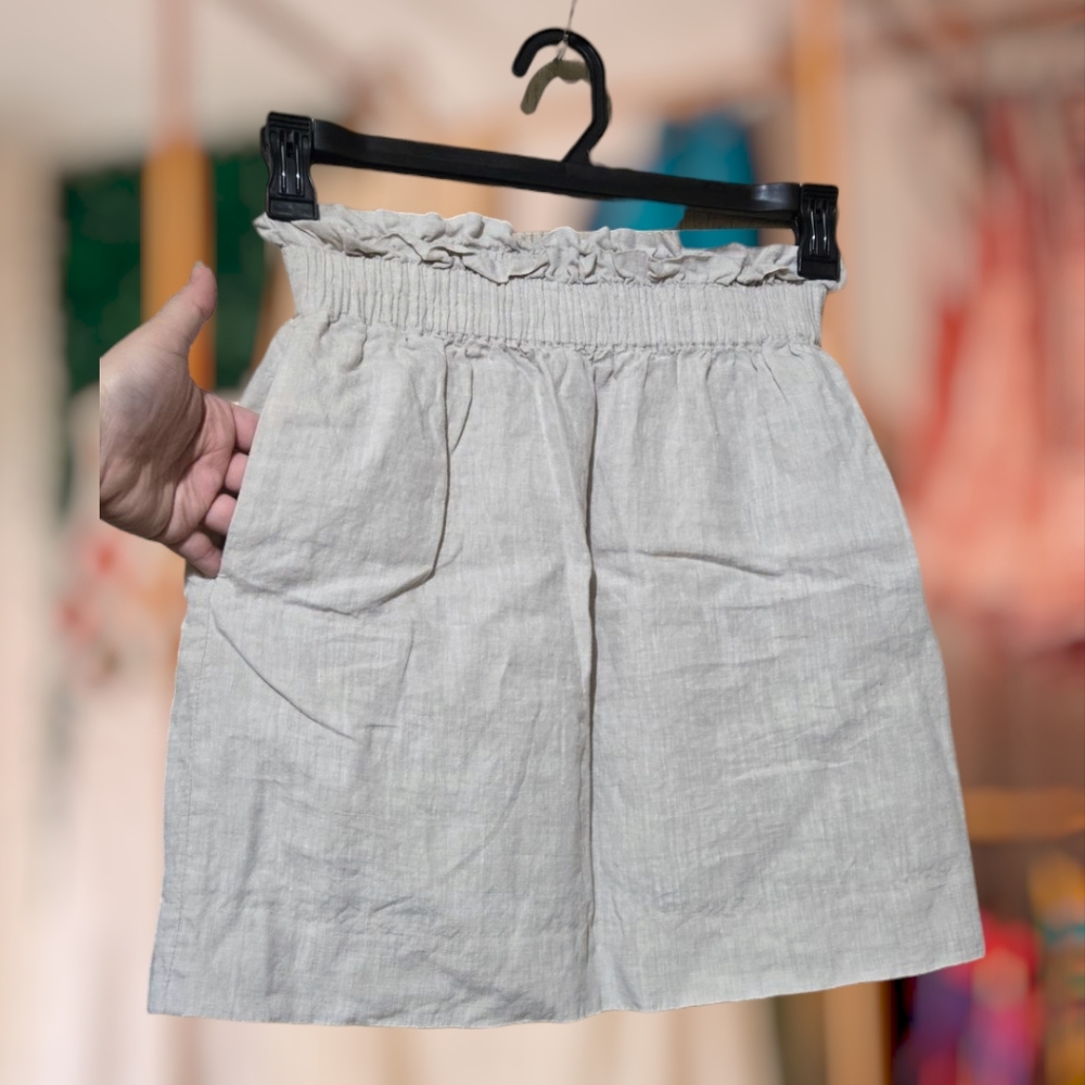 J. Crew Linen Ruffle Waist Skirt